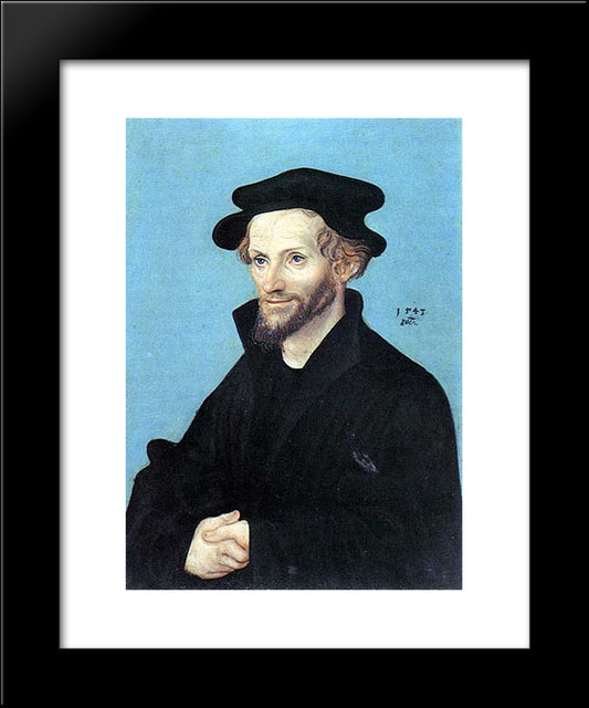 Portrait Of Philipp Melanchthon 20x24 Black Modern Wood Framed Art Print Poster by Cranach the Elder, Lucas