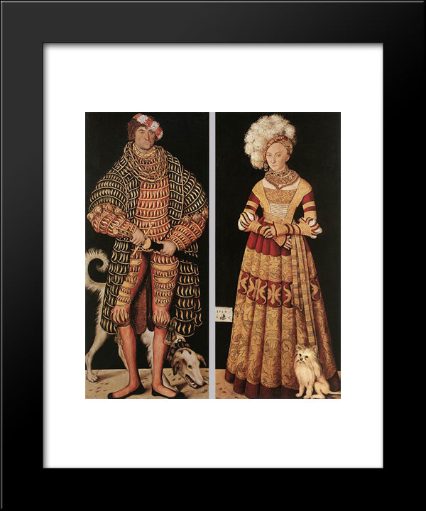 Portraits Of Henry The Pious, Duke Of Saxony And His Wife Katharina Von Mecklenburg 20x24 Black Modern Wood Framed Art Print Poster by Cranach the Elder, Lucas