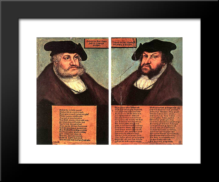 Portraits Of Johann I And Frederick Iii The Wise, Electors Of Saxony 20x24 Black Modern Wood Framed Art Print Poster by Cranach the Elder, Lucas