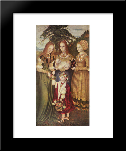 Saints Dorothea, Agnes And Kunigunde 20x24 Black Modern Wood Framed Art Print Poster by Cranach the Elder, Lucas