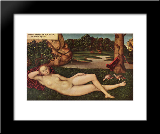 Sleeping Nymph Of The Spring 20x24 Black Modern Wood Framed Art Print Poster by Cranach the Elder, Lucas