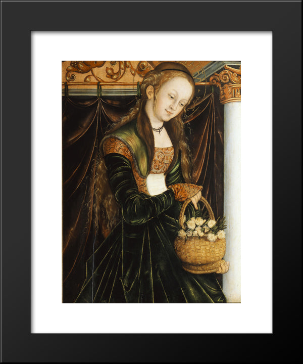 St. Dorothea 20x24 Black Modern Wood Framed Art Print Poster by Cranach the Elder, Lucas