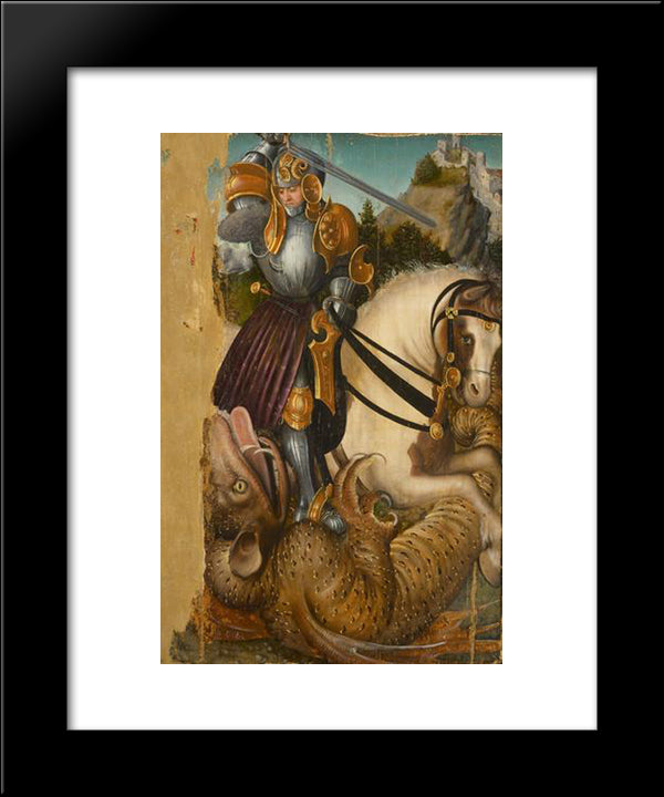 St. George With Head Of The Dragon 20x24 Black Modern Wood Framed Art Print Poster by Cranach the Elder, Lucas