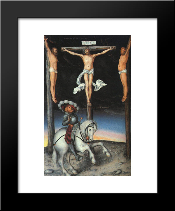 The Crucifixion With The Converted Centurion 20x24 Black Modern Wood Framed Art Print Poster by Cranach the Elder, Lucas