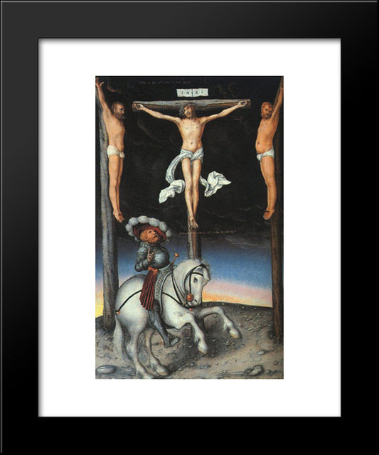 The Crucifixion With The Converted Centurion 20x24 Black Modern Wood Framed Art Print Poster by Cranach the Elder, Lucas