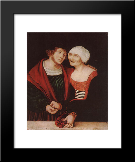 The Infatuated Old Woman 20x24 Black Modern Wood Framed Art Print Poster by Cranach the Elder, Lucas