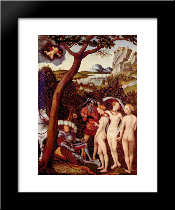 The Judgement Of Paris 20x24 Black Modern Wood Framed Art Print Poster by Cranach the Elder, Lucas