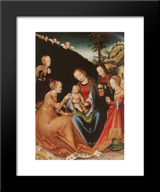 The Mystic Marriage Of St. Catherine 20x24 Black Modern Wood Framed Art Print Poster by Cranach the Elder, Lucas