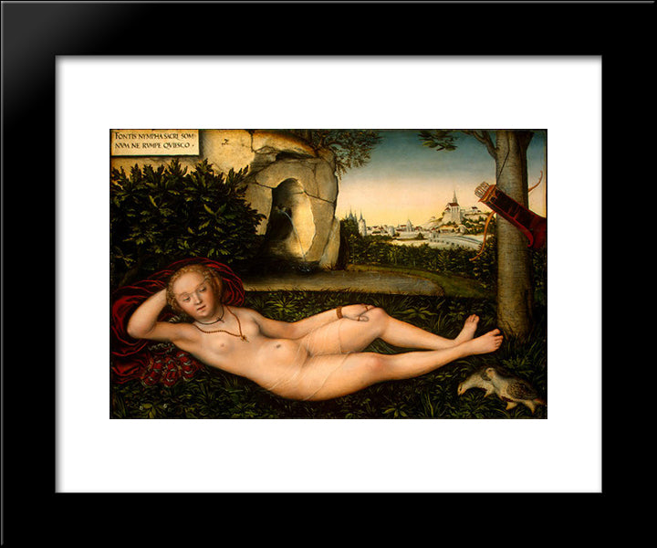 The Nymph Of The Spring 20x24 Black Modern Wood Framed Art Print Poster by Cranach the Elder, Lucas