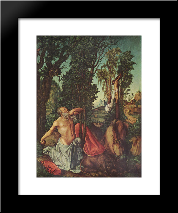 The Penitence Of St. Jerome 20x24 Black Modern Wood Framed Art Print Poster by Cranach the Elder, Lucas