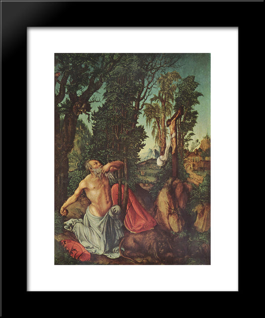 The Penitence Of St. Jerome 20x24 Black Modern Wood Framed Art Print Poster by Cranach the Elder, Lucas