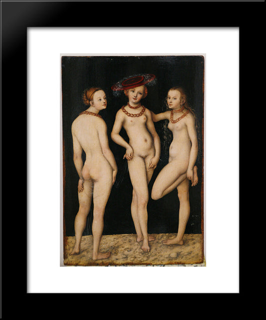 The Three Graces 20x24 Black Modern Wood Framed Art Print Poster by Cranach the Elder, Lucas