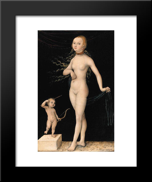 Venus And Cupid 20x24 Black Modern Wood Framed Art Print Poster by Cranach the Elder, Lucas