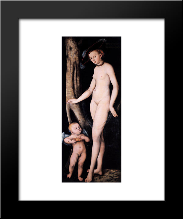 Venus And Cupid With A Honeycomb 20x24 Black Modern Wood Framed Art Print Poster by Cranach the Elder, Lucas