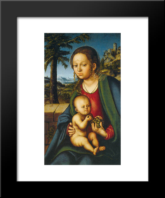 Virgin And Child With A Bunch Of Grapes 20x24 Black Modern Wood Framed Art Print Poster by Cranach the Elder, Lucas