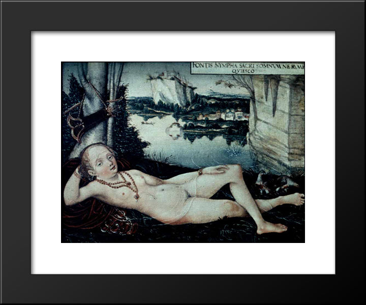 Water Nymph Resting 20x24 Black Modern Wood Framed Art Print Poster by Cranach the Elder, Lucas