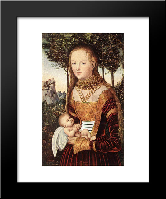 Young Mother With Child 20x24 Black Modern Wood Framed Art Print Poster by Cranach the Elder, Lucas