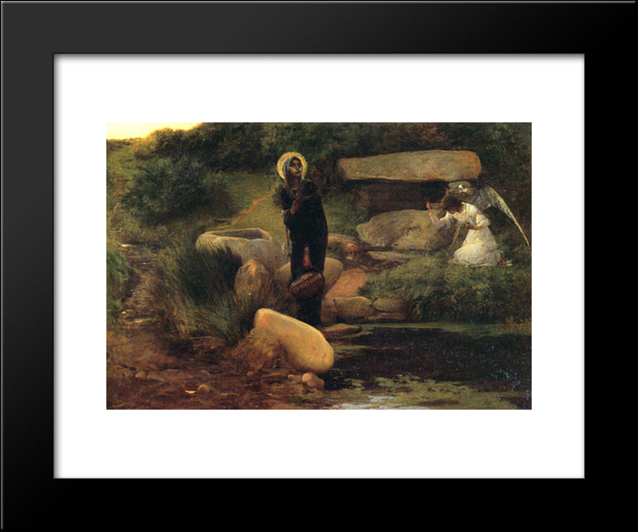 Angel Greeting 20x24 Black Modern Wood Framed Art Print Poster by Merson, Luc Olivier