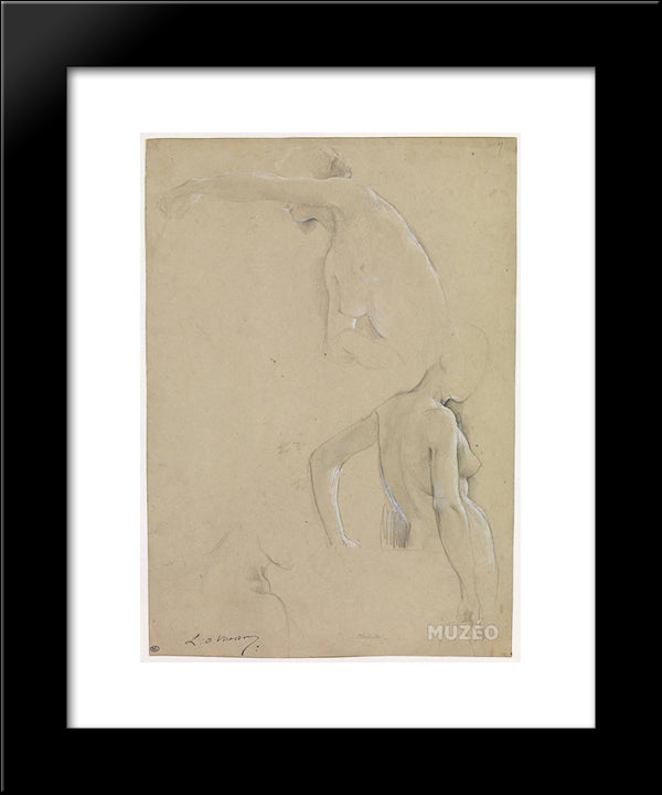 Female Nude Studies, A Mid-Body 20x24 Black Modern Wood Framed Art Print Poster by Merson, Luc Olivier