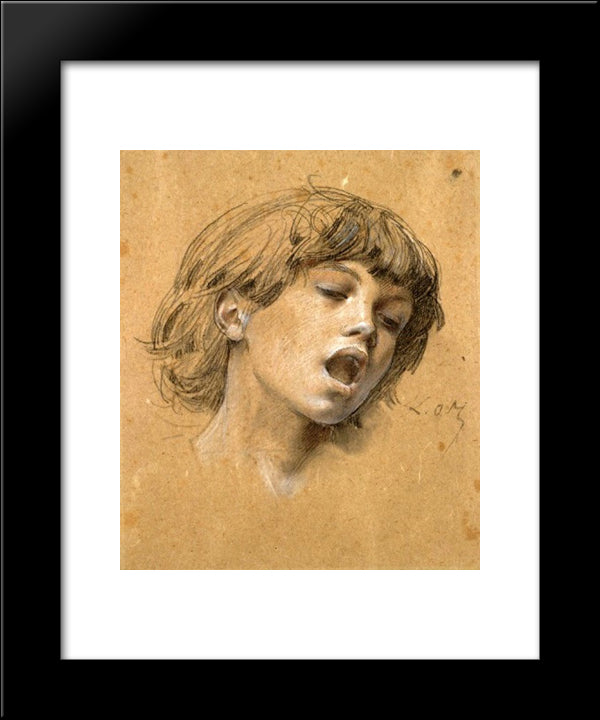 Head Of A Boy Singing 20x24 Black Modern Wood Framed Art Print Poster by Merson, Luc Olivier