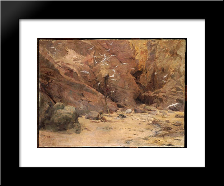Hermit In Seaside 20x24 Black Modern Wood Framed Art Print Poster by Merson, Luc Olivier