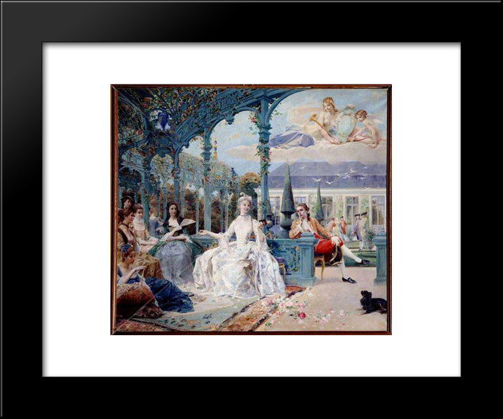 Miss Clermont And Count Melun At Pavilion Near Sylvie 20x24 Black Modern Wood Framed Art Print Poster by Merson, Luc Olivier