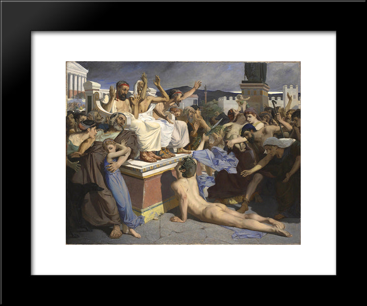 Pheidippides Giving Word Of Victory 20x24 Black Modern Wood Framed Art Print Poster by Merson, Luc Olivier