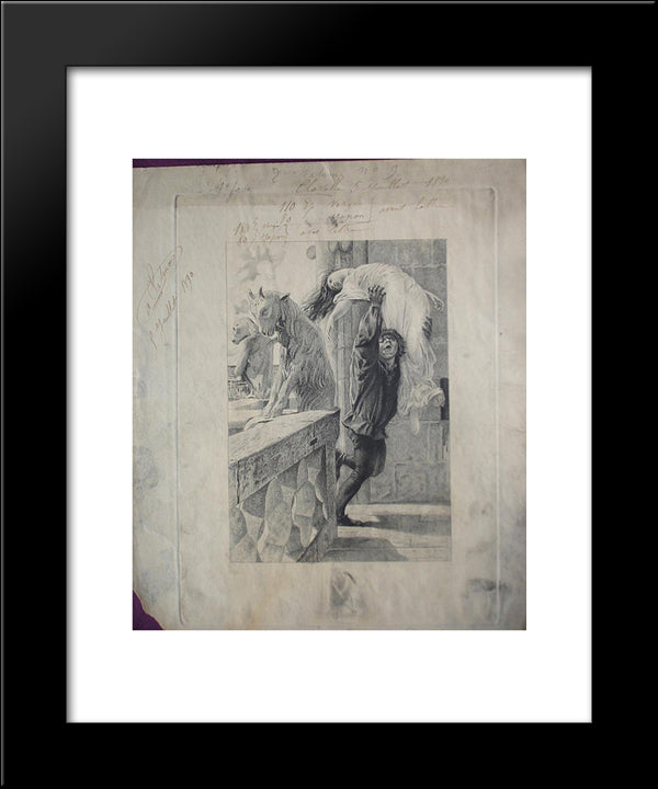 Quasimodo Rescuing Esmeralda 20x24 Black Modern Wood Framed Art Print Poster by Merson, Luc Olivier
