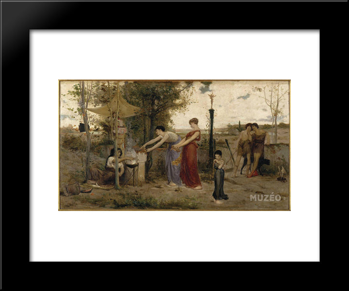 Sacrificing Dolls 20x24 Black Modern Wood Framed Art Print Poster by Merson, Luc Olivier