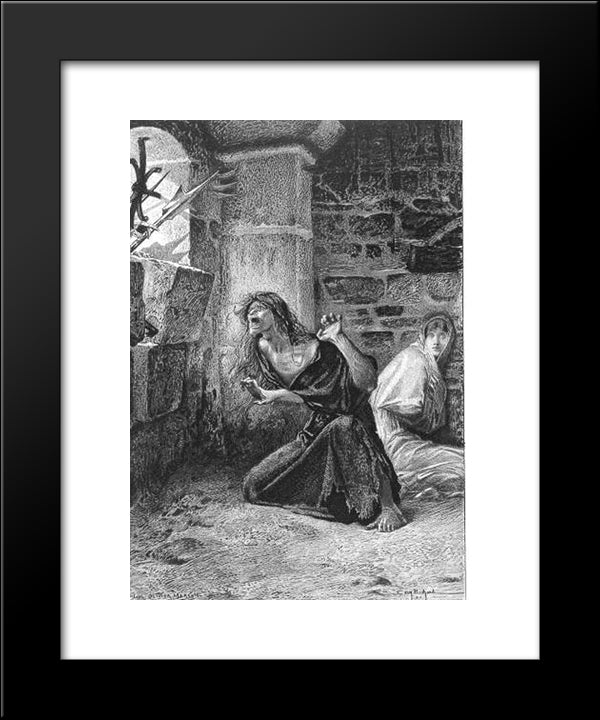 Sister Gudule And Esmeralda 20x24 Black Modern Wood Framed Art Print Poster by Merson, Luc Olivier