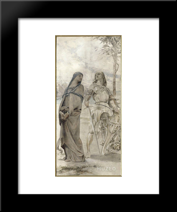 The Cid And Chimene 20x24 Black Modern Wood Framed Art Print Poster by Merson, Luc Olivier