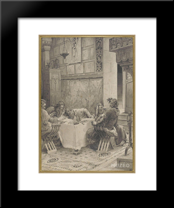 The Mother Of Four Son Of Aymon 20x24 Black Modern Wood Framed Art Print Poster by Merson, Luc Olivier