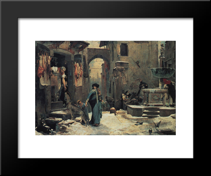 The Wolf Of Agubbio 20x24 Black Modern Wood Framed Art Print Poster by Merson, Luc Olivier