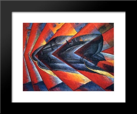 Dynamism Of A Car 20x24 Black Modern Wood Framed Art Print Poster by Russolo, Luigi