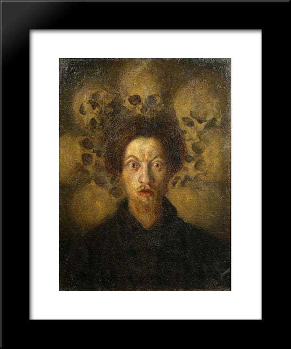 Self-Portrait With Skulls 20x24 Black Modern Wood Framed Art Print Poster by Russolo, Luigi