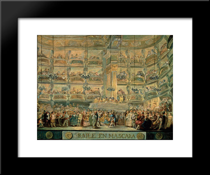 Baile En Mascara 20x24 Black Modern Wood Framed Art Print Poster by Paret y Alcazar, Luis