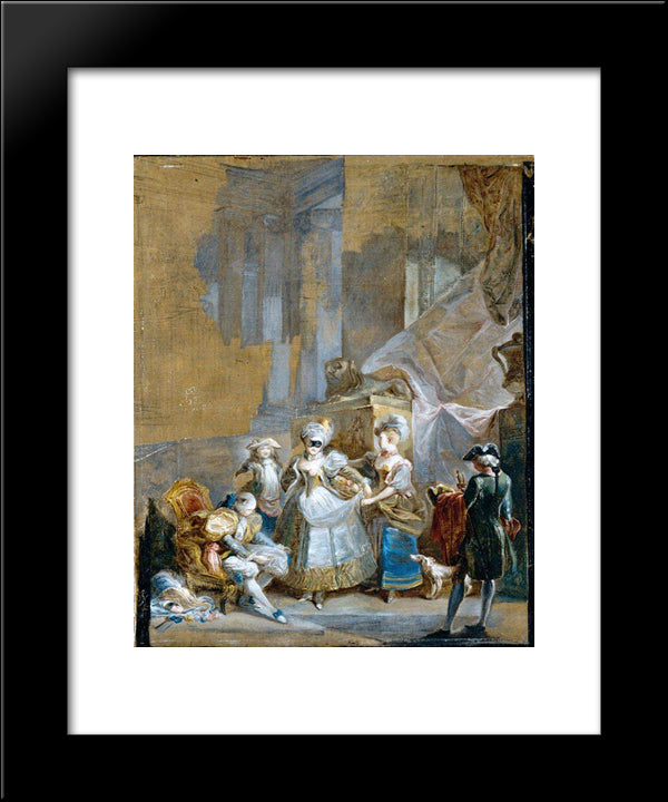 Elegant Company Preparing For A Masked Ball 20x24 Black Modern Wood Framed Art Print Poster by Paret y Alcazar, Luis