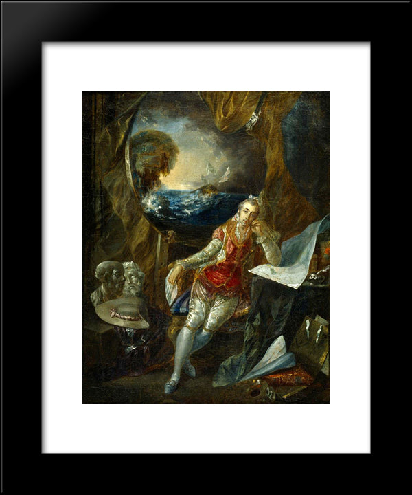 Self-Portrait In The Studio 20x24 Black Modern Wood Framed Art Print Poster by Paret y Alcazar, Luis