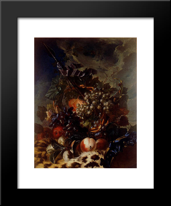 Still-Life With Fruit 20x24 Black Modern Wood Framed Art Print Poster by Paret y Alcazar, Luis