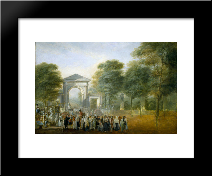 The Botanical Garden Of Paseo Del Prado 20x24 Black Modern Wood Framed Art Print Poster by Paret y Alcazar, Luis