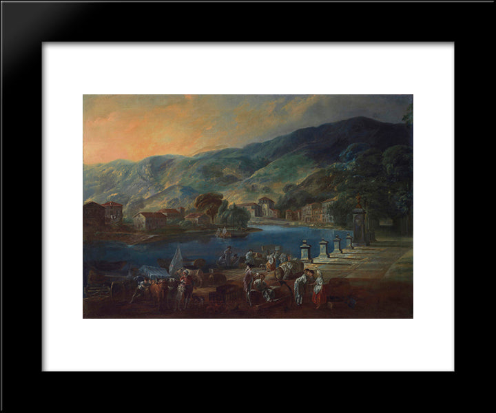 View Of El Arenal In Bilbao 20x24 Black Modern Wood Framed Art Print Poster by Paret y Alcazar, Luis