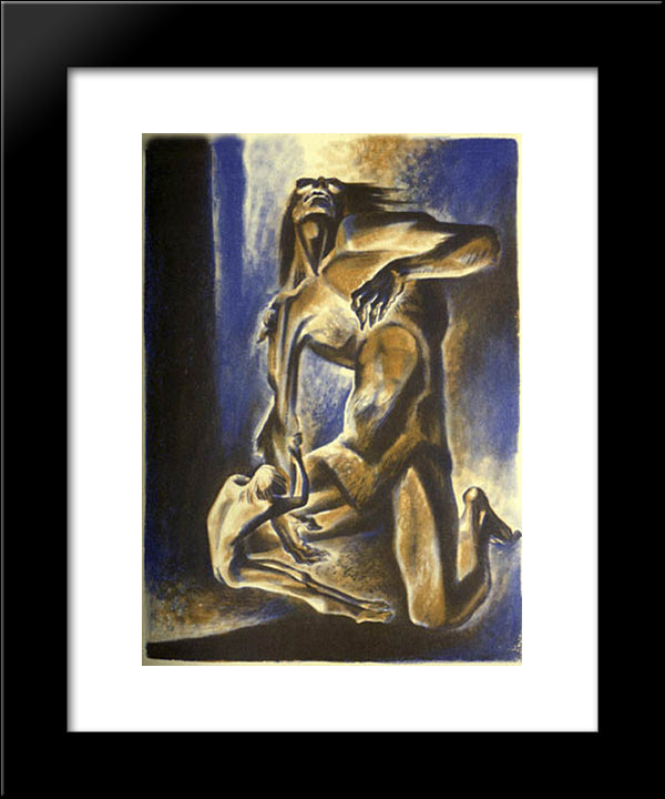 Beowulf Wrestles With Grendel 20x24 Black Modern Wood Framed Art Print Poster by Ward, Lynd