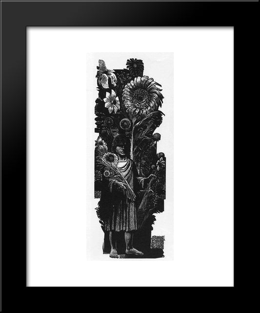 Bouquet #2 20x24 Black Modern Wood Framed Art Print Poster by Ward, Lynd