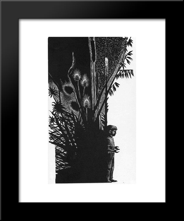 Boy Without Flower 20x24 Black Modern Wood Framed Art Print Poster by Ward, Lynd