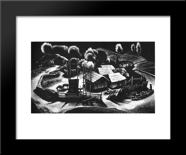 Corral Tres Cumbres 20x24 Black Modern Wood Framed Art Print Poster by Ward, Lynd