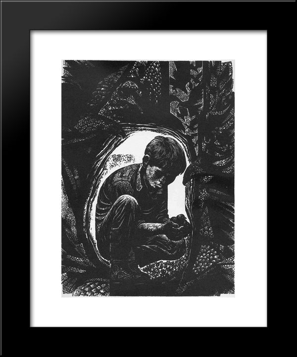 Day Of The Hawk 20x24 Black Modern Wood Framed Art Print Poster by Ward, Lynd