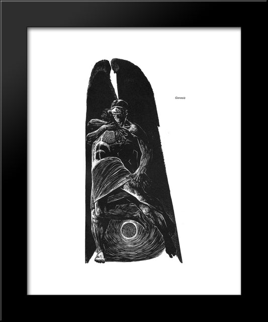 Genesis 32 (Jacob Wrestles With The Angel) 20x24 Black Modern Wood Framed Art Print Poster by Ward, Lynd