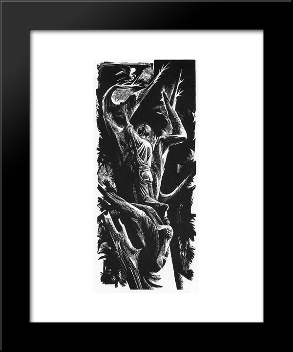 Man Climbing 20x24 Black Modern Wood Framed Art Print Poster by Ward, Lynd