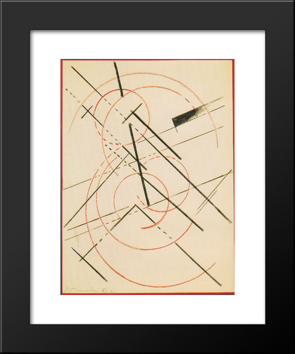 Lineare Composition 20x24 Black Modern Wood Framed Art Print Poster by Popova, Lyubov