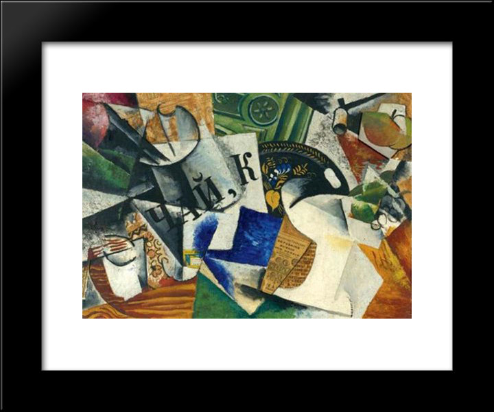 Still Life With Tray 20x24 Black Modern Wood Framed Art Print Poster by Popova, Lyubov